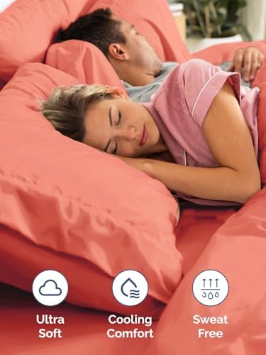 Extra Deep Queen Sheet Set - 4 Piece Breathable, Cooling Bed Sheets - Coral