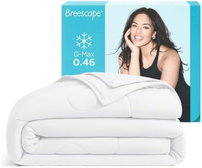 Breescape Cooling Comforter Blanket - BlendTek Q-Max>0.46 Tech, Cooling Blanket for Hot Sleepers & Night Sweats Relief, Breathable Lightweight Summer Bedding, Queen 96x96 Inches, Snow White