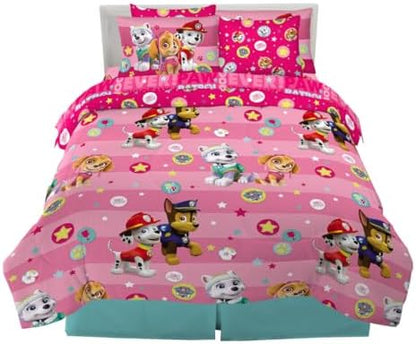 Paw Patrol Girl Skye Kids Bedding Super Soft & Cozy Reverisble Microfiber Comforter and Sheet Set with Sham, 7 Piece Queen Size, (Officially Licensed Product) By Franco