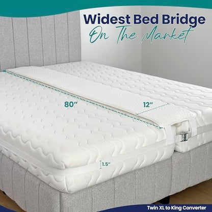 Bed Bridge, Split King Gap Filler for Adjustable Bed, 12"x80"