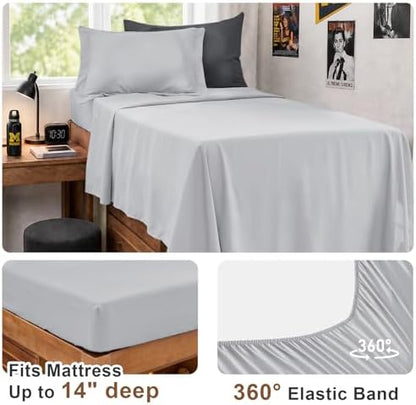 JOLLYVOGUE Twin XL Comforter Set, Ultra-Soft Bed in a Bag Twin XL Size 5 Pieces, Oeko-TEX Certified Bedding Set with Down Alternative Comforter, Sheets, Pillowcases & Shams, Dark & Light Grey