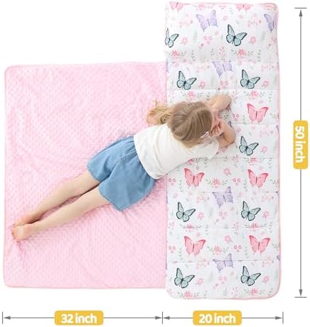 Lasoftan Toddler Nap Mat with Pillow and Blanket, Extra Large Rolled Napping Mats,Slumber Bags for Boys Girls,Kids Sleeping Bag for Daycare, Preschool Travel Camping