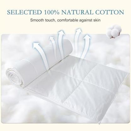 YOUR MOON Lightweight Wool Comforter Cal King Size, 100% Australian Lamb Wool Filling Duvet Insert, 100GSM, Breathable & Thin Summer Comforter for Hot Sleepers, Soft Cotton Shell(White)
