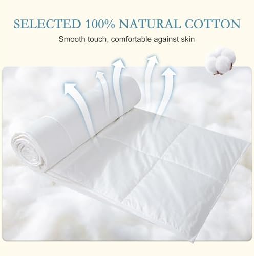 YOUR MOON Summer Lightweight Wool Comforter - Breathable & Thin Duvet Insert for Hot Sleepers, 100% Australian Lamb Wool Filling 100gsm with Pure Cotton Shell-Queen Size (White)