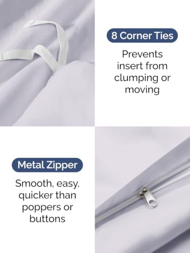 Duvet Cover King Size - 3 Piece with Zipper Closure - Light Lavender