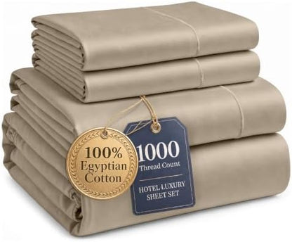 LANE LINEN Sheets for Full Size Bed 100% Egyptian Cotton Sateen - Taupe