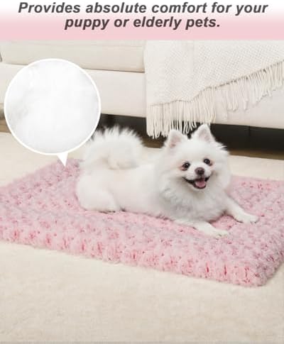 Exsnugy Washable Dog Bed Mat Large Size Fluffy Pet Crate Pad 42x28 XL