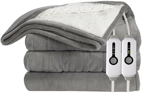Electric Heated Blanket 90"x100" King Size, Light Grey