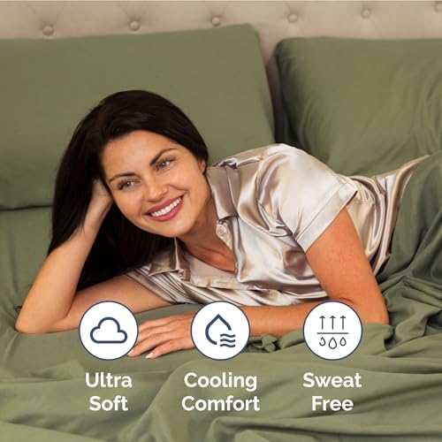 Extra Deep Twin Sheet Set - 3 Piece Breathable Cooling Sheets - Sage Green