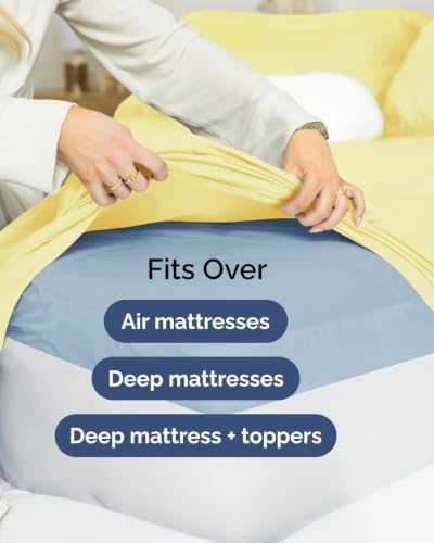 Extra Deep Flex Top Split Head King Sheet Set - 6pc Cooling Sheets - Yellow