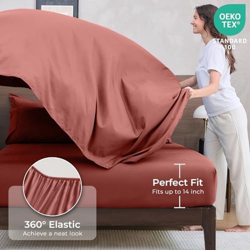 HEVUMYI 7-Piece King Comforter Set, Terracotta Bed in a Bag