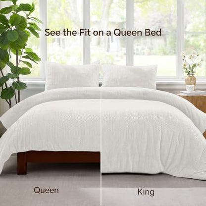 ChiXpace Fleece Twin Size Comforter Set White, Fluffy Bed Set 2 Pieces
