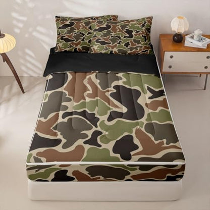 Feelyou Duck Camouflage Hunting Comforter Set Queen Size Kids Boys Girls