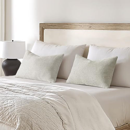 MIULEE Dercorative Lumbar Throw Pillow Covers 12x20 Inch Grey-White 2 Pack