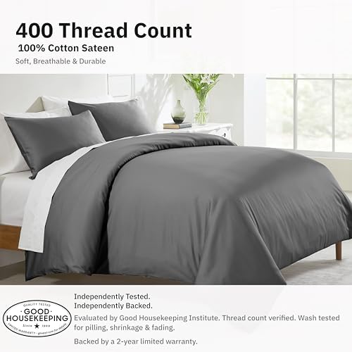 California Design Den Luxury Twin XL Duvet Cover Set, Grey