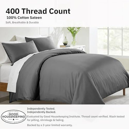 California Design Den Luxury Twin XL Duvet Cover Set, Grey