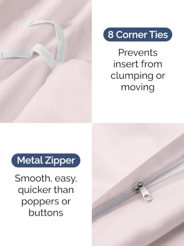 Duvet Cover King Size - 3 Piece with Zipper Closure - Lavender Pink