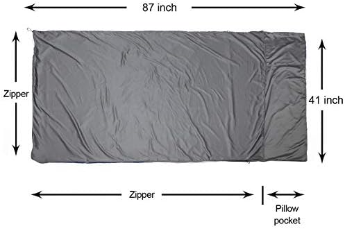 Browint Premium Silky Sleeping Bag Liner with Two-Way Zippers, 87"x41" Extra Wide Adult Sleep Sack for Hotel, Breathable Lightweight Travel Sheet, Multifunctional Bed Sheet for Camping, All Seasons