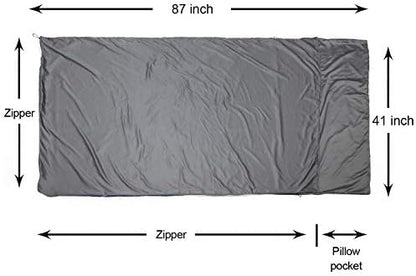 Browint Premium Silky Sleeping Bag Liner with Two-Way Zippers, 87"x41" Extra Wide Adult Sleep Sack for Hotel, Breathable Lightweight Travel Sheet, Multifunctional Bed Sheet for Camping, All Seasons