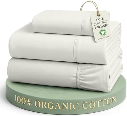 LANE LINEN Twin XL Sheet Set 100% Organic Cotton Soft 3pc - Glacier Grey