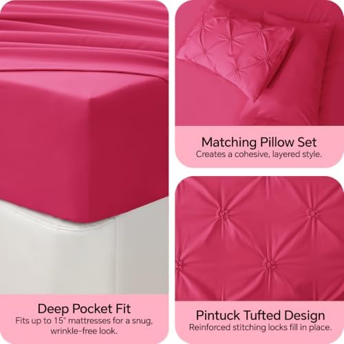 BEDELITE Queen Comforter Set Hot Pink,Lightweight & Soft Comforter