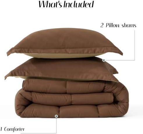 HIG 3pc Chocolate Twin/Twin XL Bedding Comforter Set Duvet Insert Blanket