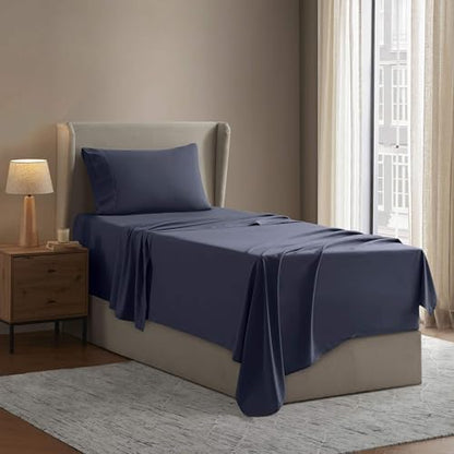 Nestl Twin Sheet Set - Bed Sheets - Navy Blue - 3-Piece Deep Pocket