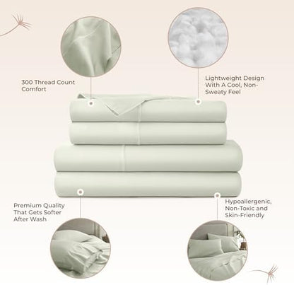 Whisper Organics 100% Organic Cotton Bed Sheets with Deep Pocket 4 Pc. Set