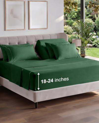 Extra Deep Flex Top Split Head King Sheet Set - 6pc Sheets - Emerald Green