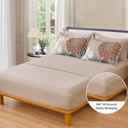 Yiran Taupe Brown Comforter Set Queen Size,7 Pieces Bed in a Bag Floral Comforter,Soft Microfiber Bedding Sets for All Seasons,90"×90"
