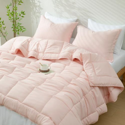 HIG 3pc Peach King Size Bedding Comforter Set Duvet Insert Blanket