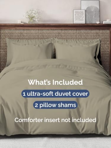 Duvet Cover Queen Size - Extra Soft 3 Piece with Zipper Closure - Khaki