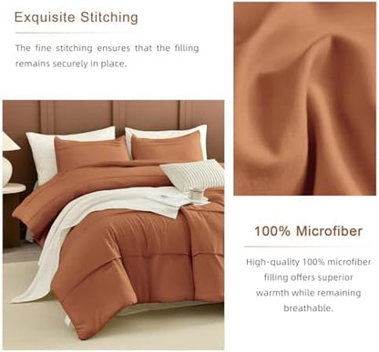 Masaca Oversized King Comforter 128x120,Pinch Pleat Pumpkin Bedding Comforter Set,3Pcs Ultra Soft Fluffy Extra Large King Comforter Set for All Season
