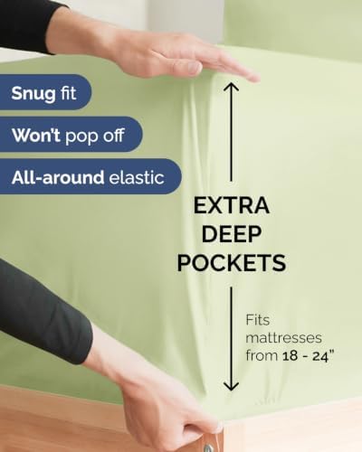 Extra Deep Flex Top Split Head King Sheet Set - 6pc Sheets - Sage Green