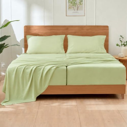 GOKOTTA 5 Pcs Split King Sheets Set - Soft, Breathable & Cozy - Light Green