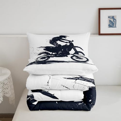 Feelyou Cool Motocross Comforter Set Queen Size Dirt Bike Bedding Set