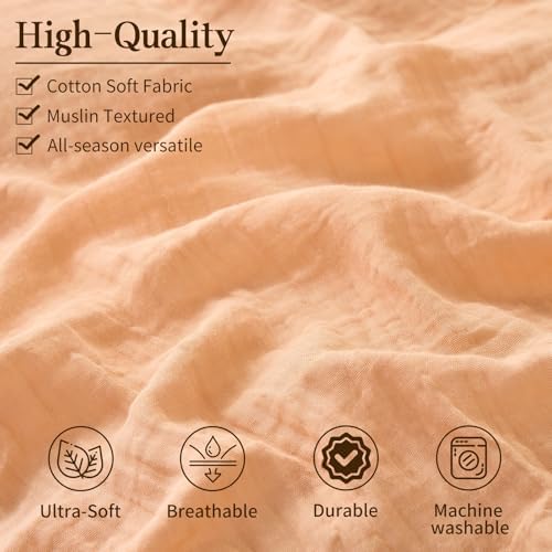 MEISHANG Muslin Duvet Cover King Size - 100% Organic Cotton