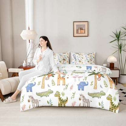 Feelyou Zoo Animals 7 Piece Bedding Set for Kids
