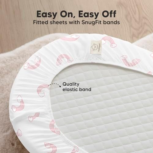 2pk Organic Baby Bassinet Sheets Boys, Girls, Fitted Sheet (Dreamland)
