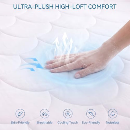 Cooling Mattress Pad Twin, Breathable Quilted Fitted Mattress Protector