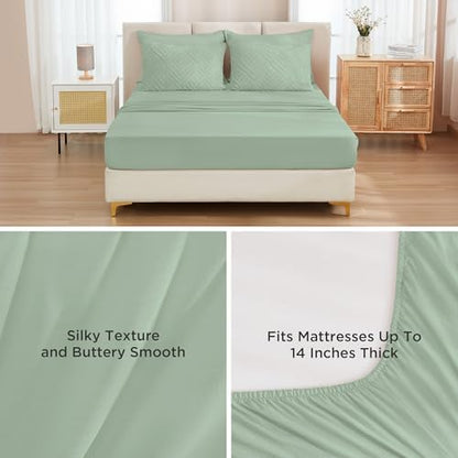 Andency King Size Comforter Set, Sage Green, 7 Pieces