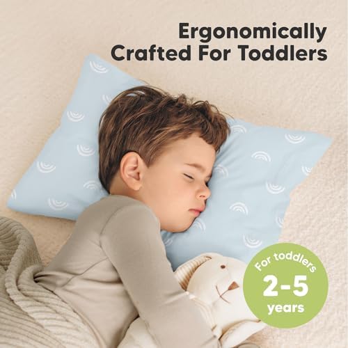 2pk Toddler Pillows 2 Year Old to 5,13x18 Kids Pillow (Pastel Rainbow)