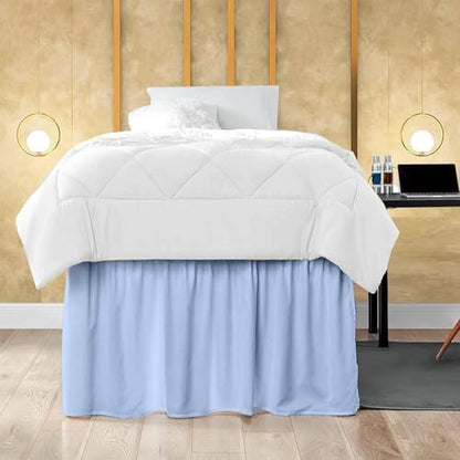 Mattress-Homes Ruffled Dorm Bed Skirt, Twin XL, 56-Inch Drop, Tailored with Split Corners, Light Blue Dust Ruffle for Lofted College Beds, Twin Extra Long Dorm Bedding Essential