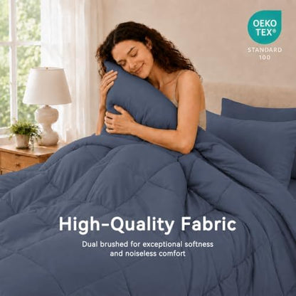 Anluoer California King Comforter Set, 7 Piece Bed in a Bag Bedding Set