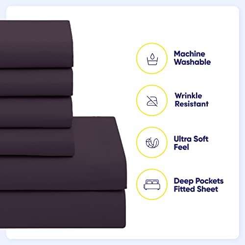 Sweet Home Collection 5 Piece Comforter Set Bag Solid Color All Season Soft Down Alternative Blanket & Luxurious Microfiber Bed Sheets, Purple, Twin XL