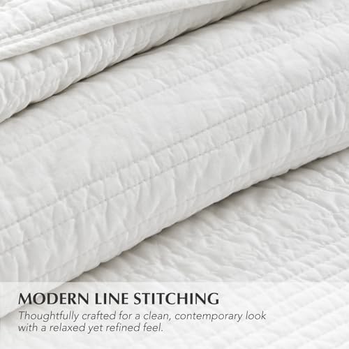 EVERGRACEHOME 100% Cotton Quilt Set Oversized Cal King, Warm White