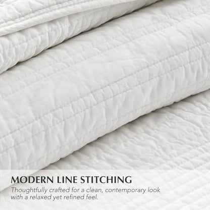 EVERGRACEHOME 100% Cotton Quilt Set Oversized Cal King, Warm White