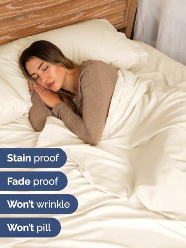 Extra Deep Pocket Queen Size Sheet Set - Breathable & Cooling - Off White
