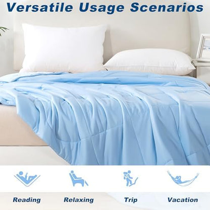 Cooling Comforter King Size, Double-Sided Cold Tech Fabric Quilted Bed Comforters Cooling Blanket for Hot Sleepers, Breathable Lightweight Summer Bedding, All-Season Ice Blanket, Blue