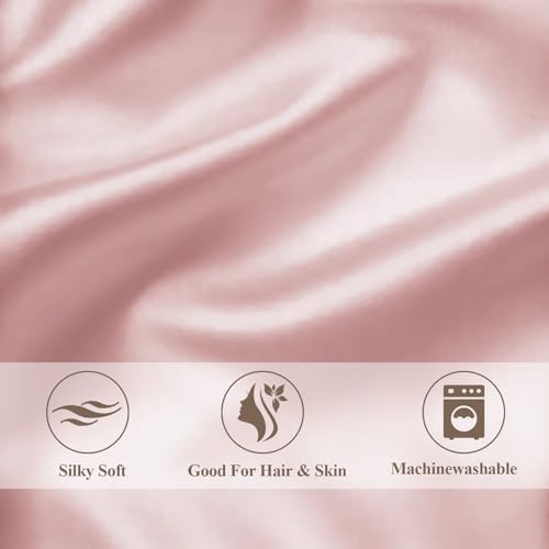 Vielit Standard Satin Pillowcase for Hair 2pc,Similar to Silk Pillow Cases,Easier Care Than Silk Pillowcase,Gifts for Women Men,Coral,20x26 & Envelope Closure and 2 Satin Scrunchies
